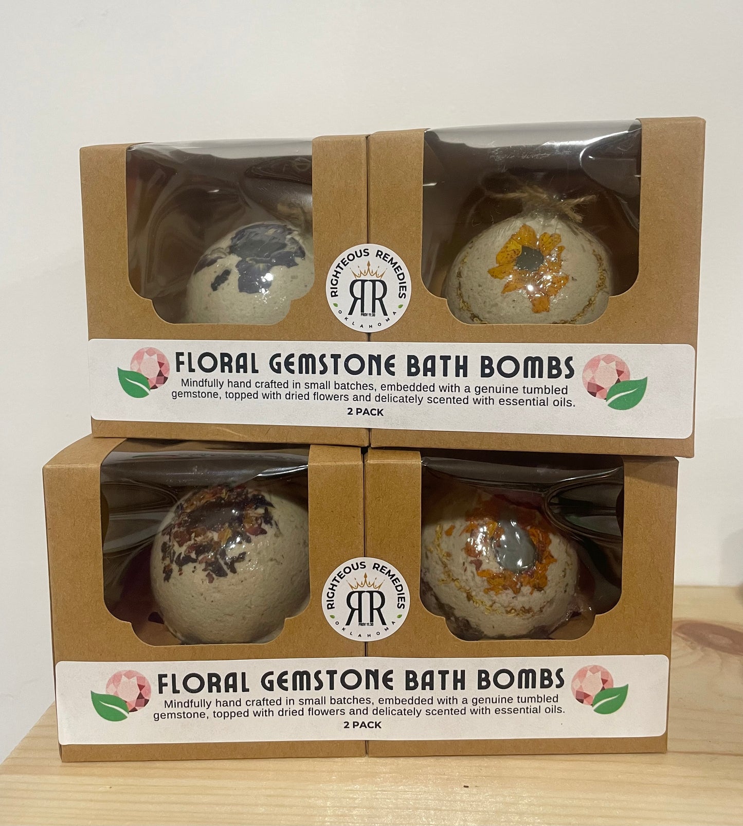 Floral Gemstone Bath Bombs - Righteous Remedies